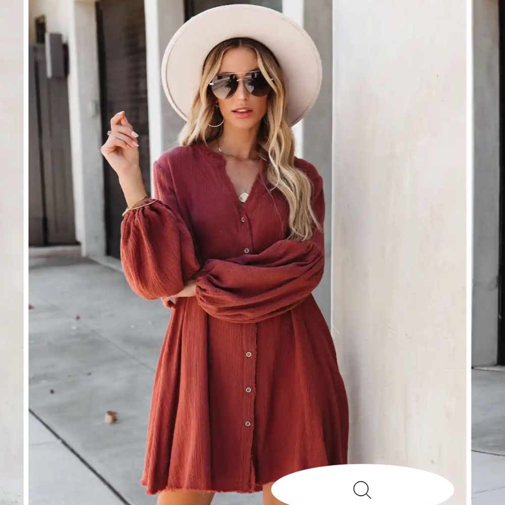 Vici Blakey cotton pocketed button dress